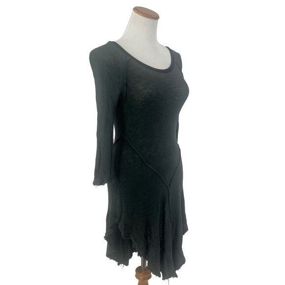 Free People Semi Sheer Asymmetric 3/4 Sleeve Slub Knit Layering Top - Picture 7 of 14